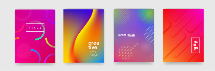 Abstract gradient flowing geometric pattern background texture for poster cover design. Minimal color gradient banner template. Modern vector wave shape for brichure