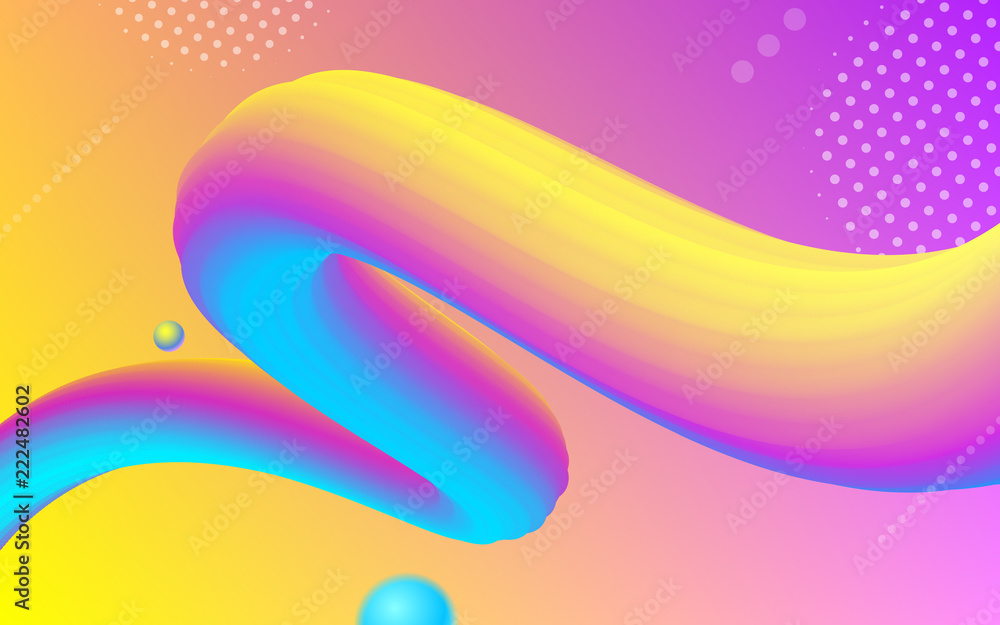 Poster Trendy color gradient transition background. Vector abstract 3d wave digital paint template design layout for music party poster of neon geometric shape in vibrant trendy gradient