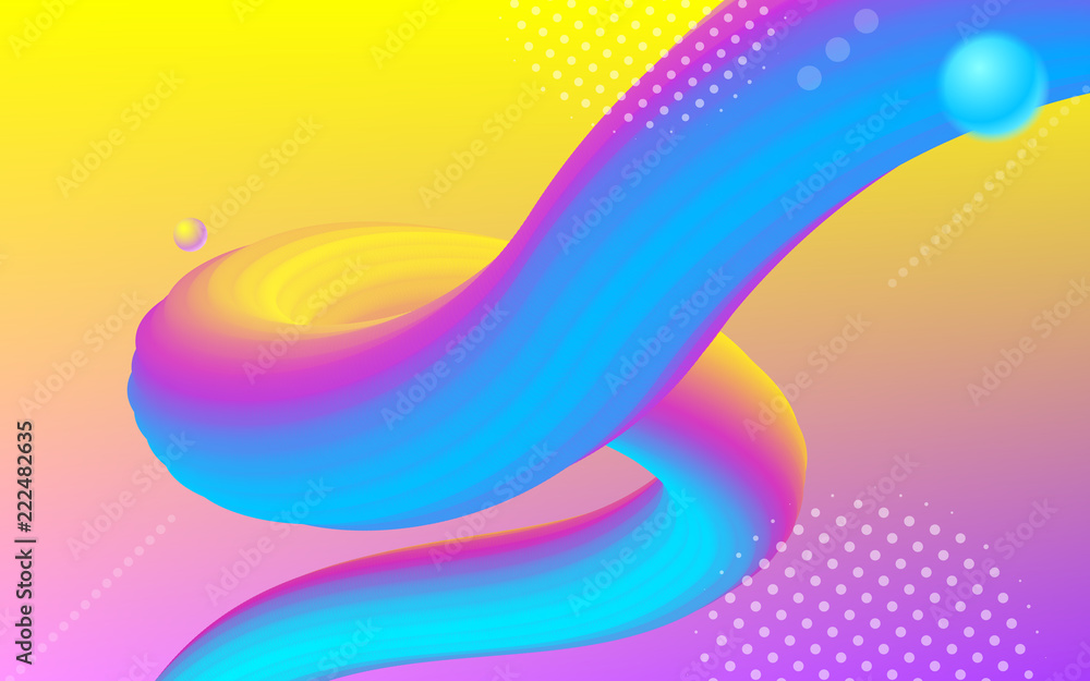 Poster Trendy color gradient or neon abstract colorful transition background design. Vector abstract 3d digital wave of paint gradient stripe shape for music party poster template layout