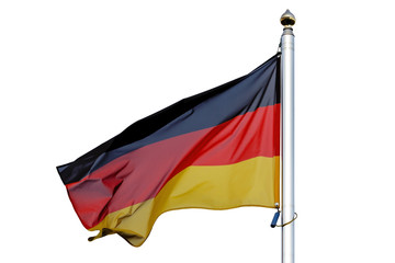 German flag is flying in the wind.