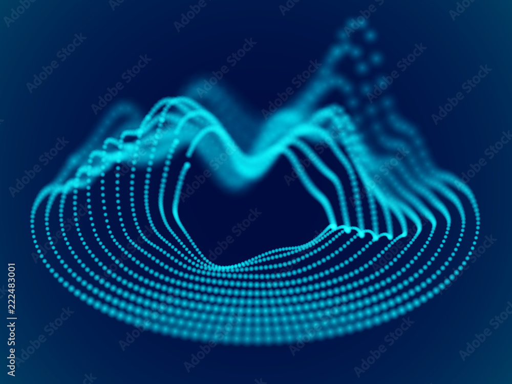 Aufkleber abstract background with dynamic 3d sound waves. vinyl record stylized with a musical equalizer. par
