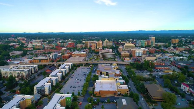 HD Drone Aerial of Downtown Greenville South Carolina SC Skyline