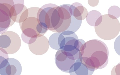 Multicolored translucent circles on a white background. Pink tones. 3D illustration