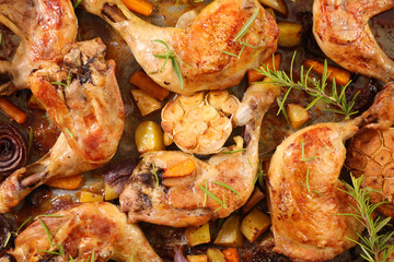 baked chicken leg and vegetable