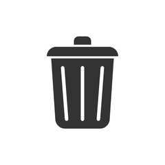 Trash bin garbage icon in flat style. Trash bucket vector illustration on white isolated background. Garbage basket business concept.