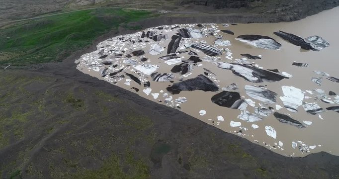 4k 60 fps Iceland Aerial view of Sv&iacute;nafellsj&ouml;kull Glacier pano left to right