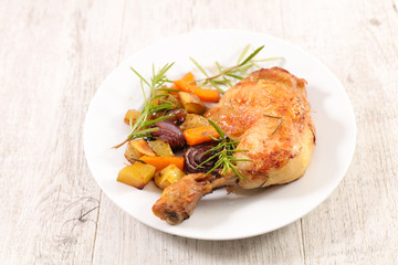 chicken leg and vegetable