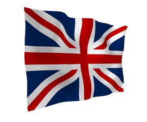 Waving flag of the Great Britain. British flag. United Kingdom of Great Britain and Northern Ireland. State symbol of the UK. 3D illustration