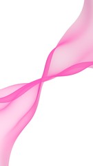 Abstract pink wave. Bright pink ribbon on white background. Pink scarf. Abstract smoke. Raster air background. Vertical image orientation. 3D illustration