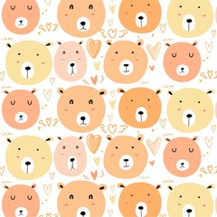 Cute bear pattern background. Vector illustration.