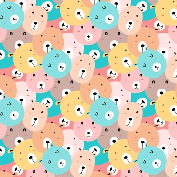 Cute bear pattern background. Vector illustration.