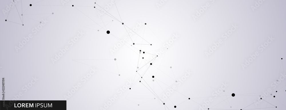 Poster geometric connected technology design with lines and dots