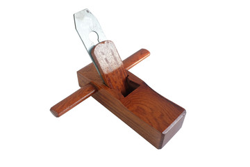 Carpenter's wooden hand plane isolated on white background
