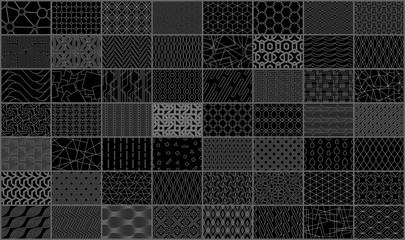 Mega collection of Geometric seamless linear pattern. Isolated on Black background