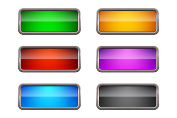 Set of colored vector rectangular web buttons, isolated on white