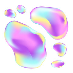 Set of flowing liquid shapes. Vector gradient mesh colorful background with purple, pink, yellow and turquoise colors.