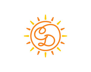 Sun and Letter C and D Logo Icon 001