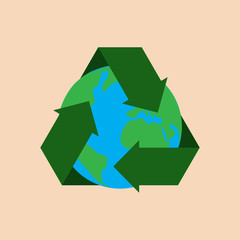 Green environment earth illustration vector flat, earth, recycle, flat design vector illustration