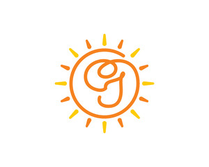 Sun and Letter C and i Logo Icon 001