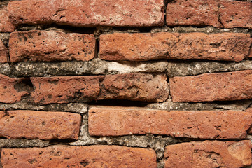 Close-up pattern of old brown brick wall