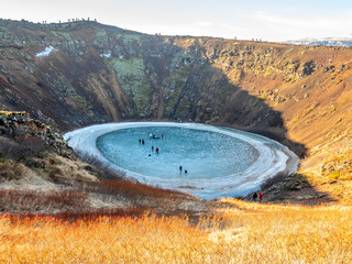 Kerid  crater in winter season, Iceland © jeafish