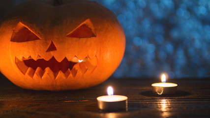 Halloween pumpkin with scary face