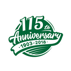 115 years anniversary design template. Vector and illustration. 115th logo.