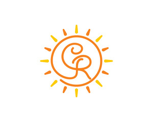 Sun and Letter C and R Logo Icon 001