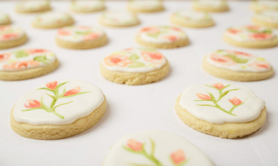 Obraz na płótnie Canvas Sugar Cookies with Floral Patterns