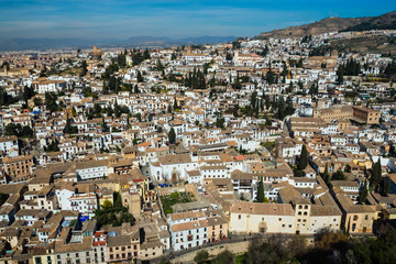 Fototapeta na wymiar Albaicin in Granada, view from the Alhambra