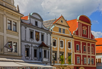 Houses of Cesky Krumlov old rural town, Czech Republic.