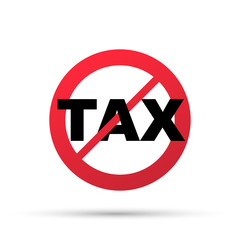 illustration of no tax sign isolated on white background. Vector illustration.