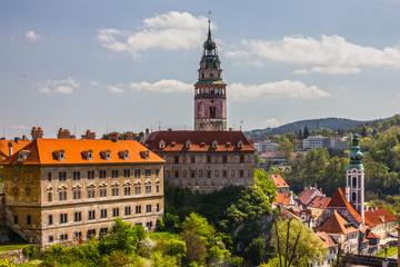 Obraz premium panoramic view on Cesky Krumlov rural town, Czech Republic.