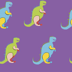 Pop art dinosaurs on the lilac background
