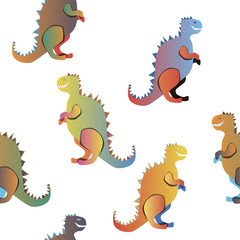 Gradient dinosaurs on the white background
