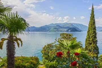 Zelfklevend Fotobehang Varenna, Villa Monastero park, Como lake landscape, Italy, Lombardy © Travel Faery