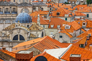 Fototapeta na wymiar Dubrovnik ancient town church and houses, Croatia