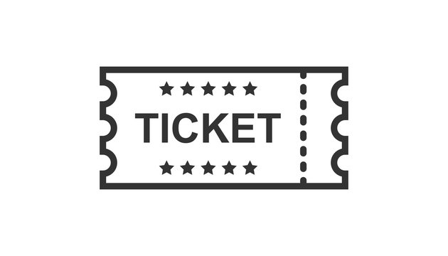 Cinema ticket icon in flat style. Admit one coupon entrance vector illustration on white isolated background. Ticket business concept.
