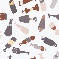 Bottles different coloured seamless pattern