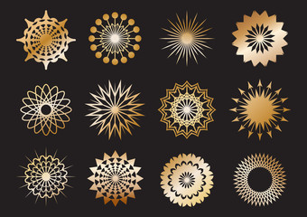 Set of golden geometric shape and design elements