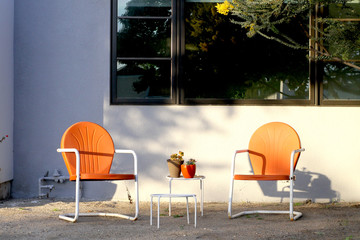 Orange Chairs at Home in Atwater Village (Los Angeles), California