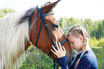 Horse and horse woman - little girl and her best friend