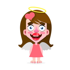 Cute angel girl with a halo on her head