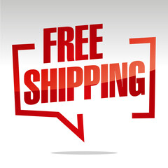 Free shipping in brackets speech red white isolated sticker icon