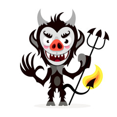 Cute cartoon imp. Funny emotions monsters. Halloween illustration