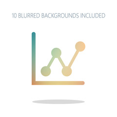Growing graph line icon. Colorful logo concept with simple shado