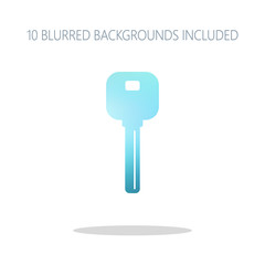 key icon. Colorful logo concept with simple shadow on white. 10