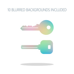 keys icons set. Colorful logo concept with simple shadow on whit