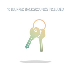 keys on the ring icon. Colorful logo concept with simple shadow