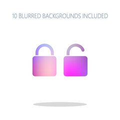 Lock and unlock Icon. Colorful logo concept with simple shadow o